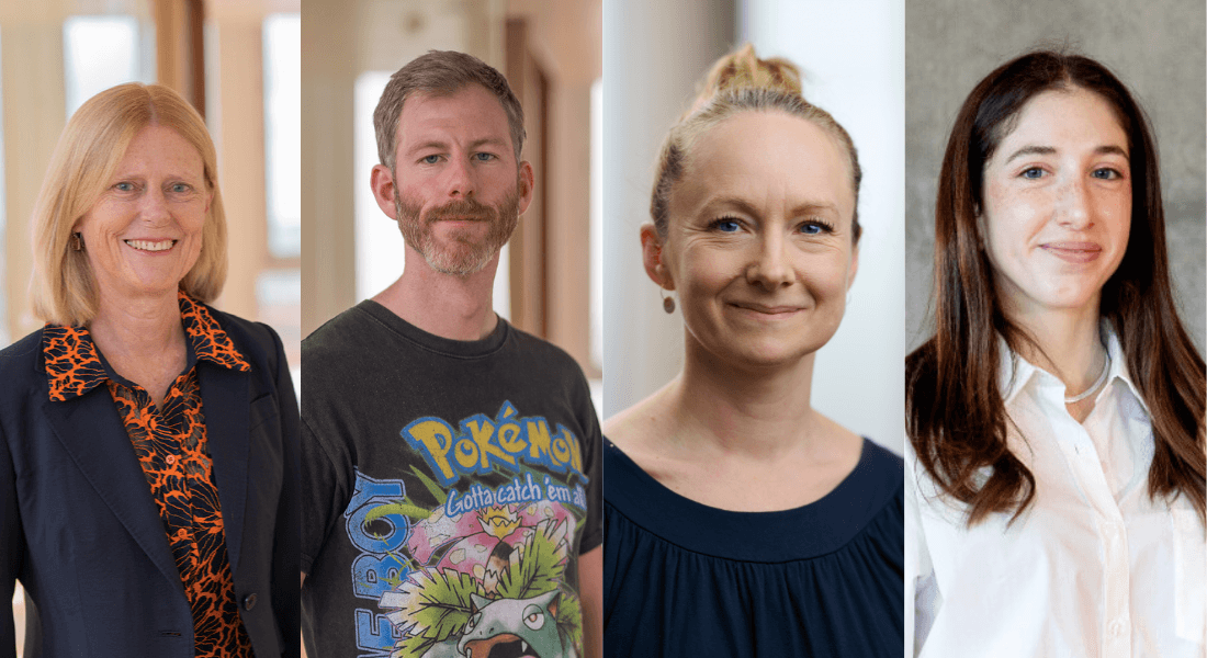 Four portrait images of researchers - three women and one man